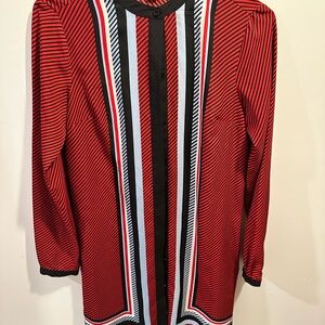 Michael Kors Red and Black Striped Top or mini dress with skinny loopholes